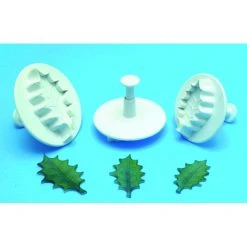 Offres ✨ 3 Découpoirs Petite Feuille de Houx à Poussoir ???? -Patisse Magasin 3 decoupoirs petite feuille de houx a poussoir 1