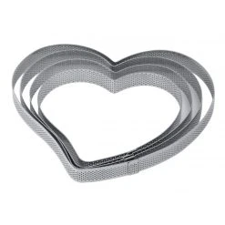 Remise ???? Cercle à Tarte Coeur Inox Micro-perforé 16 x 15 cm x H 2 cm Pavoni ????