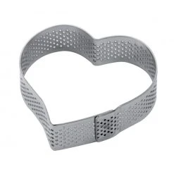 Sortie ✨ Cercle à Tarte Coeur Inox Micro-perforé 7,5 x 7 cm x H 2 cm Pavoni ????