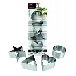 Tout neuf ???? Lot 4 Emporte-Pièces Inox Coeur, Triangle, Étoile et Cercle 8 cm Ibili ????